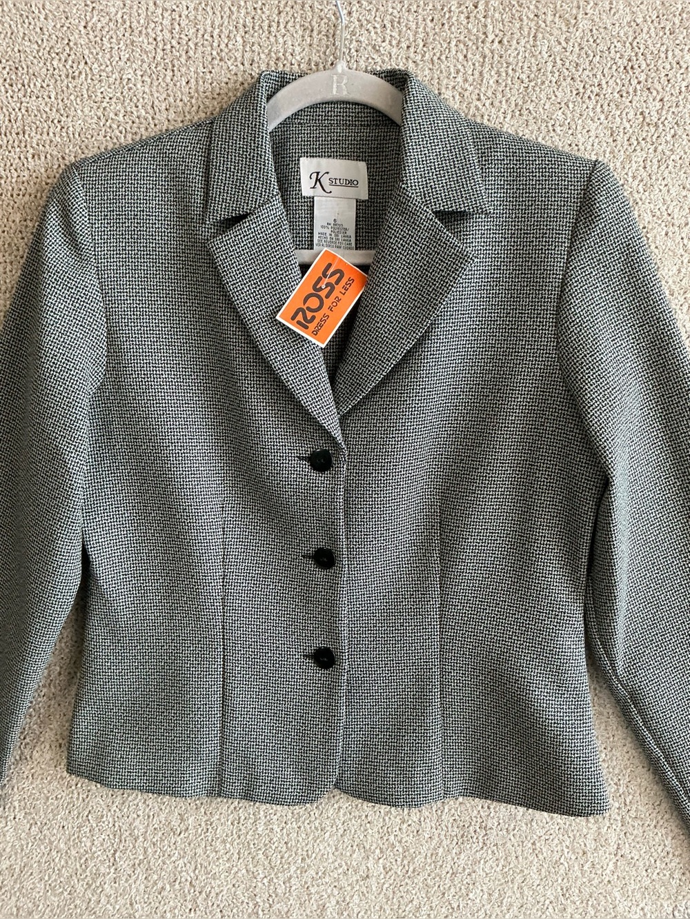 K Studio Gray Textured Button-Front Blazer - Picture 3 of 6